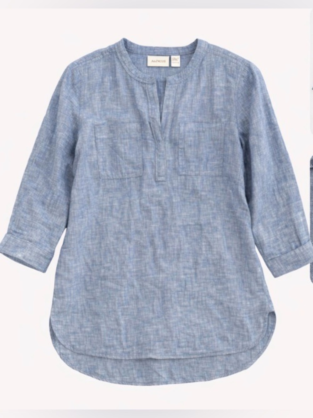 Chico's 100% Linen Split-Neck Tunic
Top, Size 1 (US 8/10), 3/4 Button Sleeve,GUC